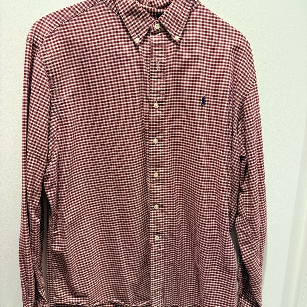 Ralph Lauren Maroon Checkered Casual Shirt